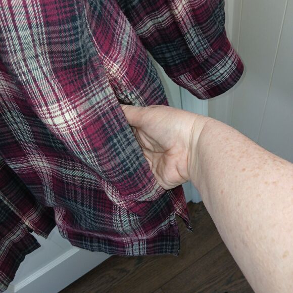 Pre-Owned Puritan Men's M Red Plaid Flannel Fleece Hooded Jacket 100% Cotton - Picture 16 of 16